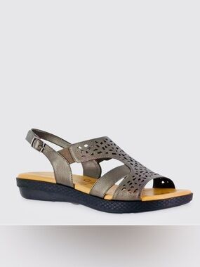 Easy Street Bolt Slingback Sandal Metallic | Sz. 7.5 | Color: Pewter (NWT)